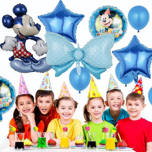 Set de 10 baloane pentru petrecere Hilloly, folie/latex, albastru
