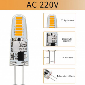 Set de 10 becuri I-SHUNFA, LED, G4, metal/silicon, 37,5 x 10,3 cm, 1,2W