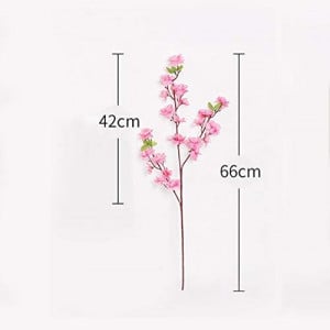 Set de 10 bucati flori artificiale, rosu, plastic, 66cm
