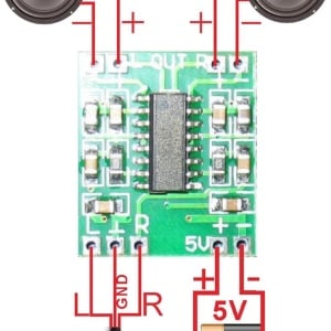 Set de 10 module pentru amplificatorul audio PAM8403 10Gtek, clasa D, 21,7 x 18,2 mm, 2 x 3 W