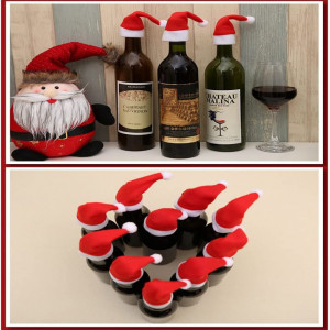 Set de 10 suporturi de Craciun pentru tacamuri nanaxagly, rosu/alb, textil, 12 cm x 6 cm - Img 8