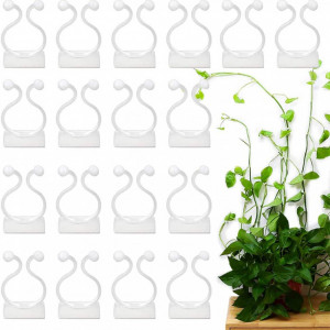 Set de 100 clipsuri autoadezive pentru plante SUNSK, ABS, alb, 20 x 20 mm