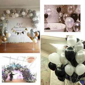 Set de 100 de baloane pentru petrecere JIASHA, latex, argintiu, 30 cm - Img 4