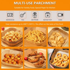 Set de 100 garnituri pentru friteuza cu aer Shuntaiwei, hartie, maro, 16 cm - Img 4