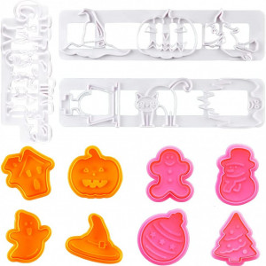 Set de 11 forme pentru prajituri de Halloween MEZHEN, plastic, multicolor - Img 1