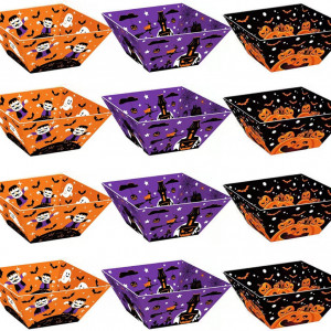 Set de 12 cutii pentru popcorn de halloween WinWild, hartie, multicolor, 10,1 x 9,9 x 18,5 cm - Img 1