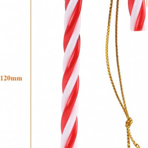 Set de 12 decoratiuni pentru bradul de Craciun Naler, plastic, alb/rosu, 12 cm 