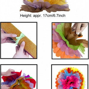 Set de 12 decoratiuni pompoms ZERODECO, hartie/poliester, multicolor, 30 x 15 cm / 35 x 17, 5 cm 