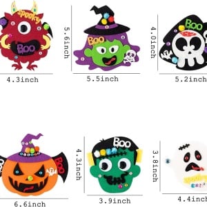 Set de 12 magneti pentru Halloween Haooryx, hartie/pasla/metal, multicolor