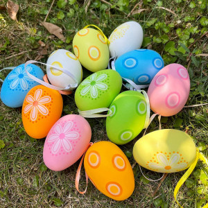 Set de 12 oua colorate pentru Paste BROMMAT, plastic, multicolor, 6 x 4 cm - Img 5