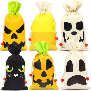 Set de 12 saci pentru Halloween Joyin, panza, multicolor, 21.5 x 12 cm