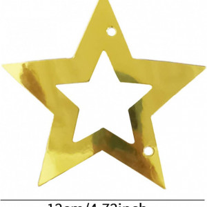 Set de 12 stele pentru petrecere HEIGOO, hartie, auriu, 12 cm - Img 6