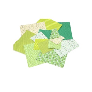 Set de 14 patch-uri Lopotin, bumbac, alb/verde, 25/50 cm