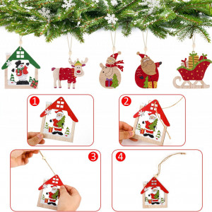 Set de 15 ornamente de Craciun Weysoo, lemn, multicolor - Img 6