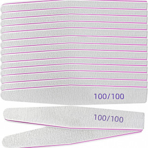 Set de 15 pile pentru unghii Lofuanna, granulatie 100/100, gri/alb/roz, 17,8 cm