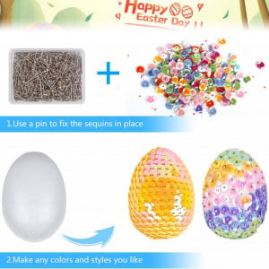 Set de 16 oua cu accesorii pentru decorat Akoemxeeo, plastic, multicolor, 4,5 x 6 cm