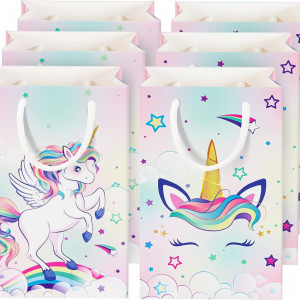 Set de 16 pungi cadou pentru copii WERNNSAI, model unicorn, hartie, multicolor,  20 x 12 x 7 cm