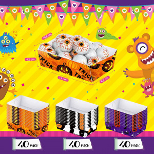 Set de 160 de tavi pentru bomboane de Halloween Nuenen, multicolor, hartie, 12,9 x 8,1 x 4,3 cm - Img 1