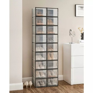 Set de 18 organizatoare pentru incaltaminte Songmics, polipropilena, transparent/negru, 25 x 35 x 18,5 cm, Resigilat, Grad A - Img 4