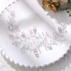 Set de 2 agrafe pentru par Yoshini, metal/acril, argintiu/alb