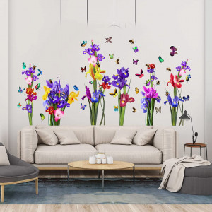 Set de 2 autocolante de perete cu flori AnFigure, vinil, multicolor,122,3 x 61,3 cm - Img 1