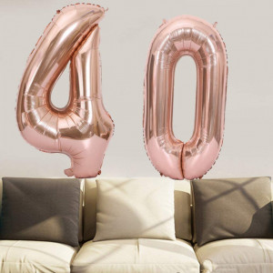 Set de 2 baloane pentru aniversare 40 ani Feelairy, folie, rose, 100 cm - Img 2