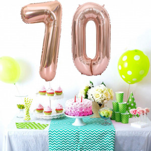Set de 2 baloane pentru aniversare 70 ani Feelairy, folie, roz, 100 cm - Img 4