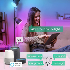 Set de 2 becuri inteligente compatibile cu Alexa E27 Winees, LED, RGB, control vocal, 60 W - Img 7