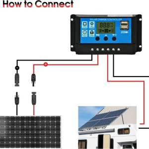 Set de 2 cabluri 10 AWG pentru panoul solar Paekq, PVC/metal, rosu/negru, 1 m