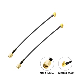 Set de 2 cabluri SMA tata la MMCX tata 10Gtek, auriu/negru, 6GHz, 50 ohmi, 30 cm