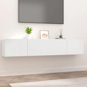 Set de 2 comode TV Iven, lemn fabricat, alb, 80 x 30 x 30 cm