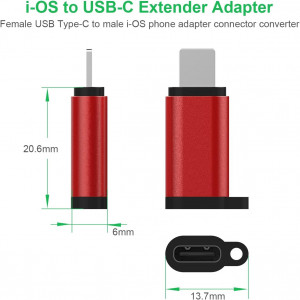 Set de 2 convertoare USB C la Lightning BL2021, aluminiu, multicolor, 20,6 x 6 x 13,7 mm - Img 2