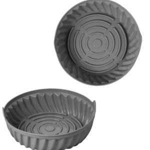 Set de 2 cosuri pentru friteuza cu aer Nivaobi, silicon, gri, 21,8 x 5,8 cm