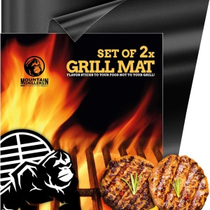 Set de 2 covorase pentru gratar Mountain Grillers, silicon, negru, 40 x 33 cm