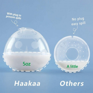 Set de 2 cupe pentru colectarea laptelui Haakaa, silicon, transparent, 150 ml - Img 5