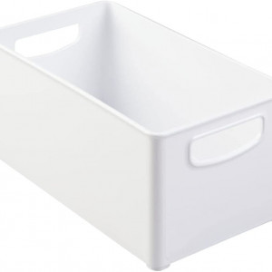 Set de 2 cutii de depozitare mDesign, plastic, alb, 25,4 x 15,2 x 12,7 cm - Img 2