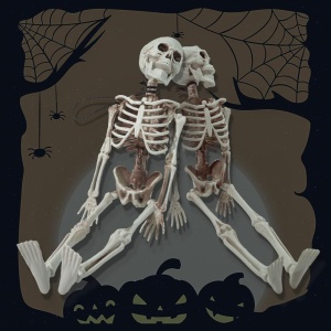 Set de 2 decoratiuni pentru Halloween Dlishka, model schelet, plastic, alb, 40 cm