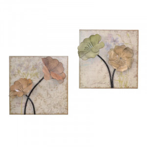 Set de 2 decoratiuni pentru perete Three Posts, metal, multicolor, 36 x 36 x 11 cm