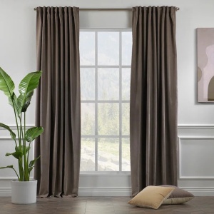 Set de 2 draperii Lilijan Home & Curtain, poliester, maro deschis, 140 x 375 cm