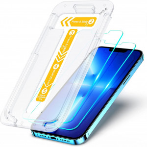 Set de 2 folii de protectie pentru iPhone 13 Pro Max CIRYCASE, cu cadru de instalare, sticla securizata, transparent, 6,7 inchi - Img 1