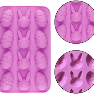 Set de 2 forme pentru prajituri de Paste TZMY-UE, silicon, roz, 22,5 x 14,7 cm - Img 6