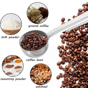 Set de 2 lingurite pentru cafea cu clema Simmpu, otel inoxidabil, negru/argintiu, 17,5 x 3,5 cm 