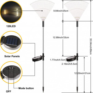 Set de 2 lumini solare Moautodc, 120 LED-uri, otel inoxidabil, 89 cm - Img 8