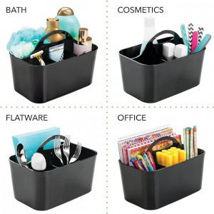 Set de 2 organizatoare mDesign, plastic, negru, 15,2 x 24,3 x 17,2 cm