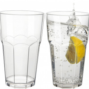 Set de 2 pahare pentru apa /suc COOKY. D, plastic, transparent, 340 ml