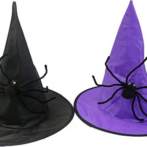 Set de 2 palarii pentru Halloween Hooin, poliester, negru/violet, 40 x 38 cm - Img 1