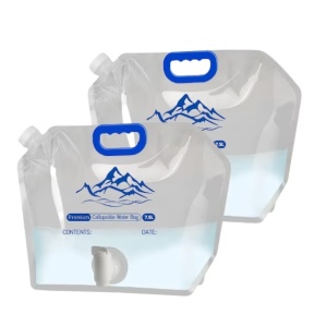 Set de 2 pungi de apa cu robinet Yilako, plastic ecologic, alb/albastru, 7,5 l - Img 1