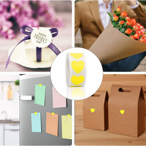 Set de 2 role cu 1000 autocolante Matogle, inima, galben, hartie, 2,5 x 2,5 cm - Img 3