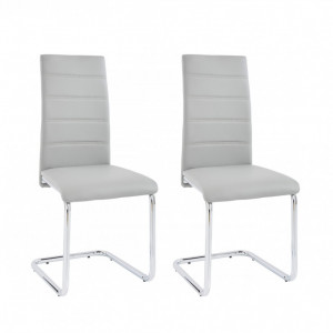 Set de 2 scaune ADORA din piele sintetica - gri/crom