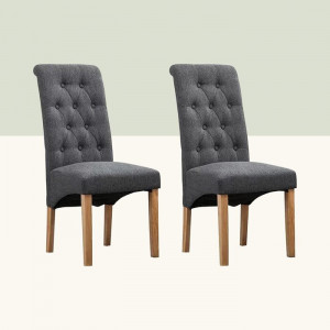 Set de 2 scaune Anya, lemn/textil, gri, 106 x 46 x 65 cm - Img 1